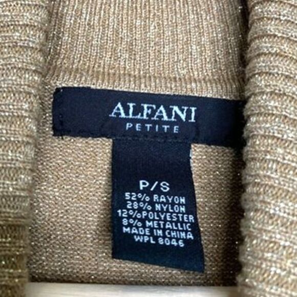 Alfani Gold Turtleneck Sweater Ruched Details Size Petite Small - Picture 10 of 10